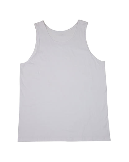 Unisex cotton singlet in white KUD546E - flat lay - Front View
